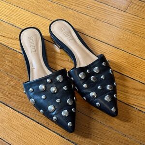 SCHUTZ Black Studded Mules